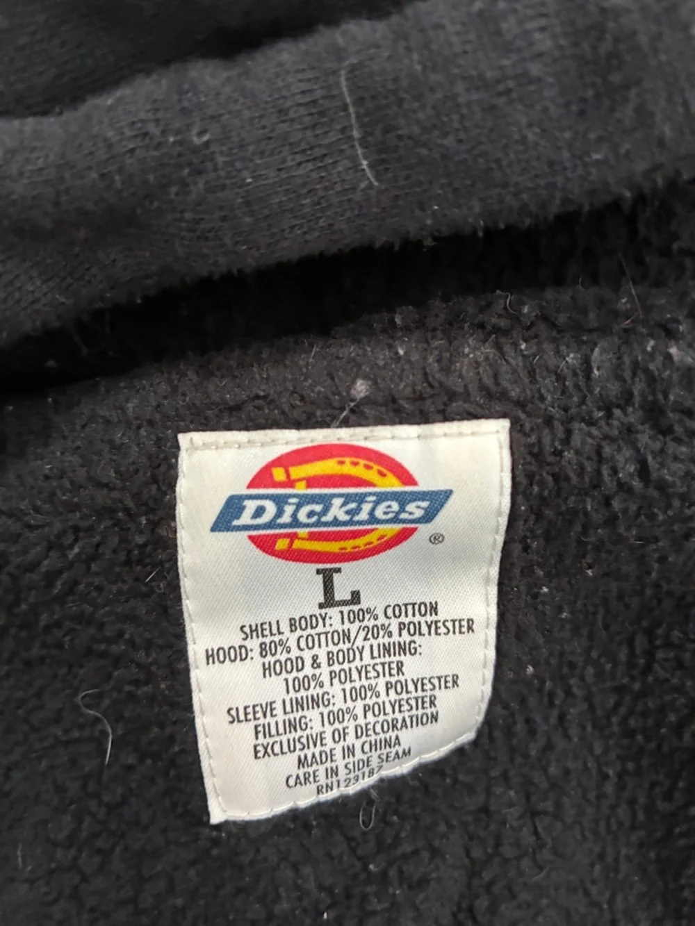 DICKIES Men’s Cotton shirt jacket Size Large. Snap front. See pics of worn area